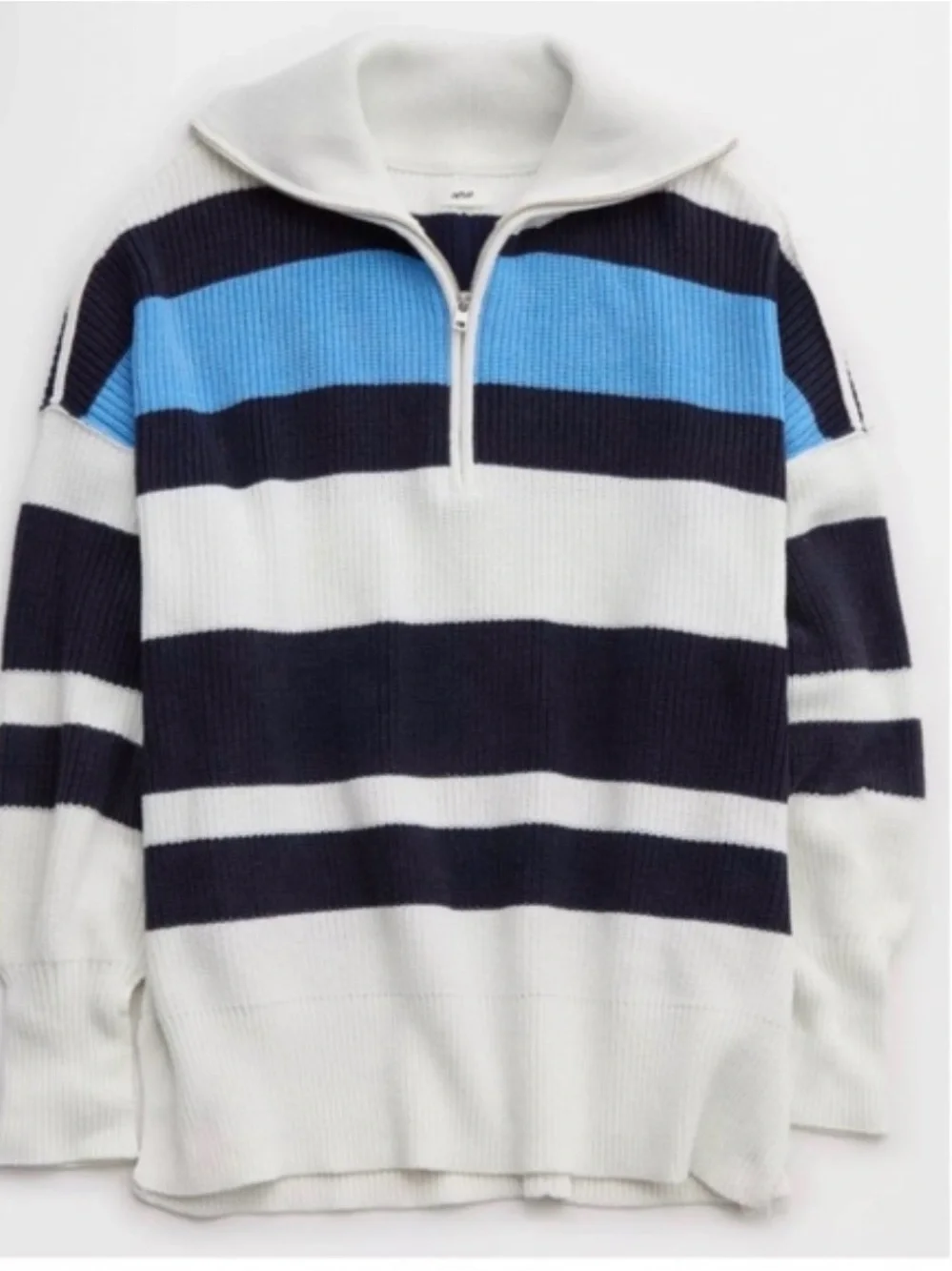 Aerie Oversized Striped Half-Zip Sweater NWT size small - Picture 2 of 4